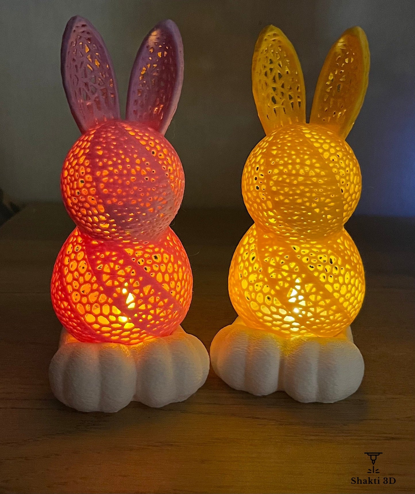 Lapin de Pâques lumineux 15 cm – Couleurs personnalisables avec bougie LED SHAKTI 3D