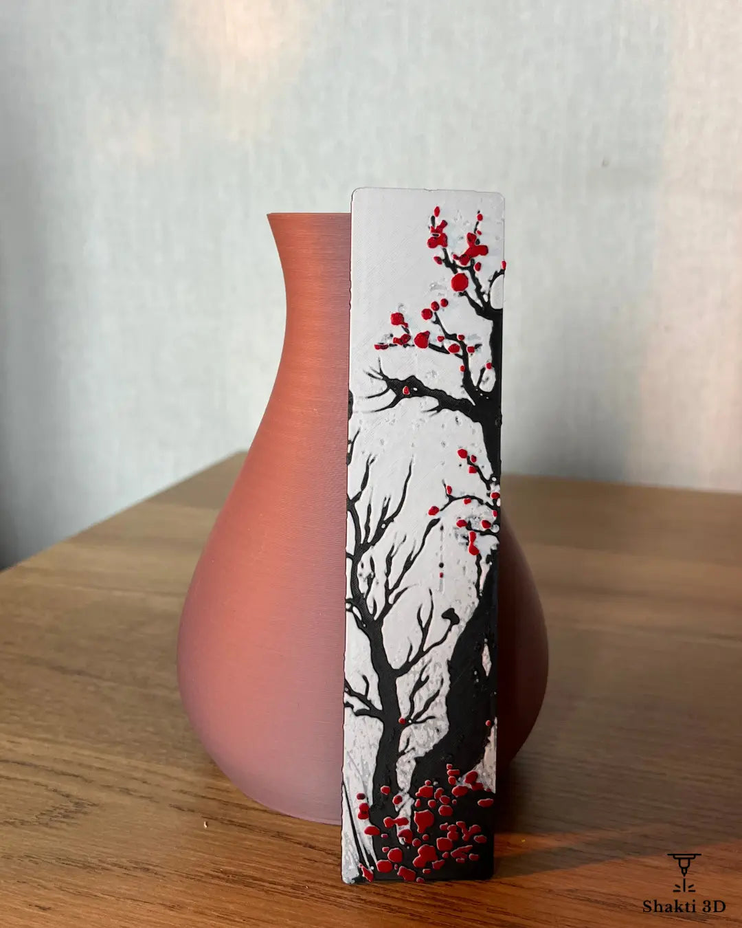 Lot Vase Moderne & Marque-Pages Red Blossom SHAKTI 3D