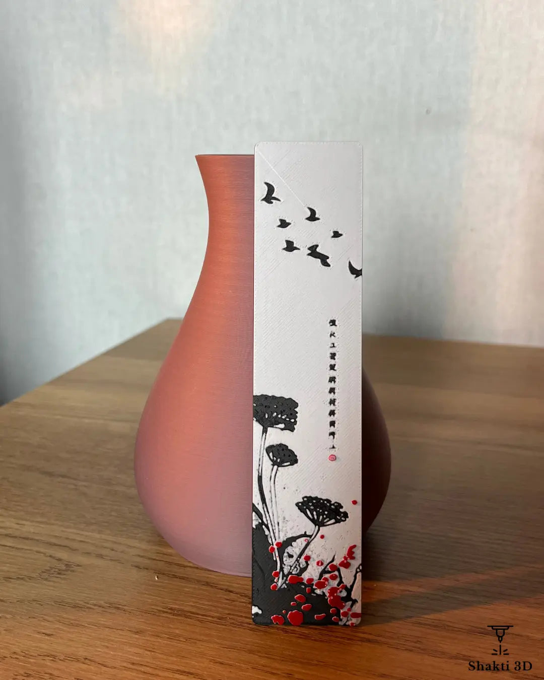 Lot Vase Moderne & Marque-Pages Red Blossom SHAKTI 3D