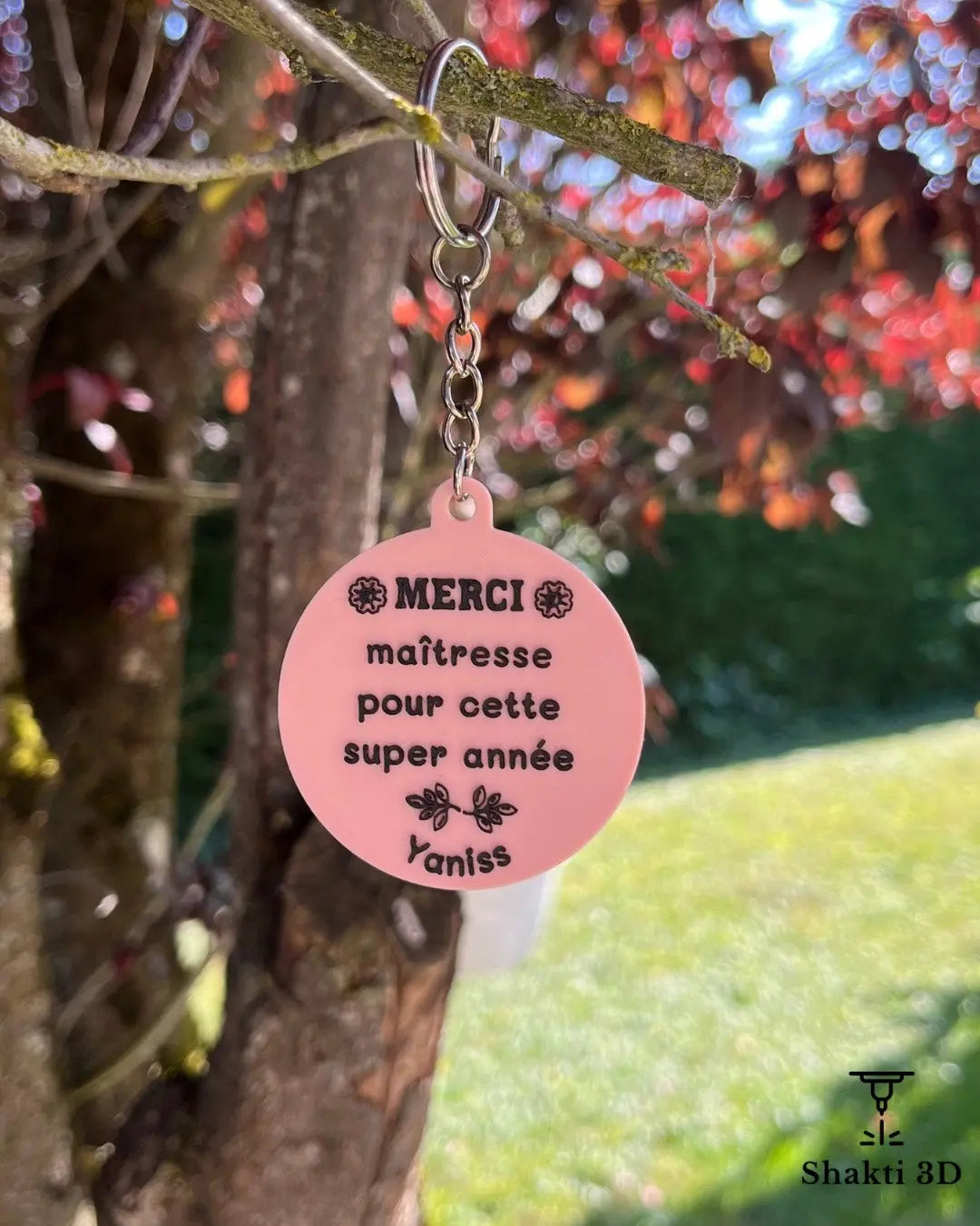Porte-clés personnalisé maîtresse – Cadeau fin d’année SHAKTI 3D