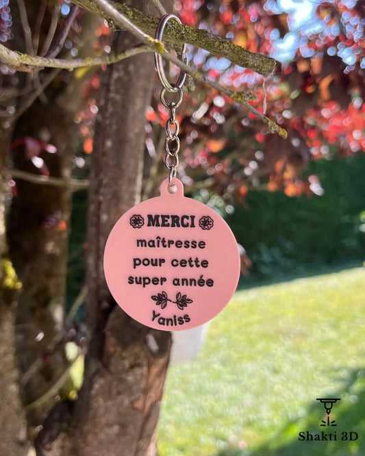 Porte-clés personnalisé maîtresse – Cadeau fin d’année SHAKTI 3D
