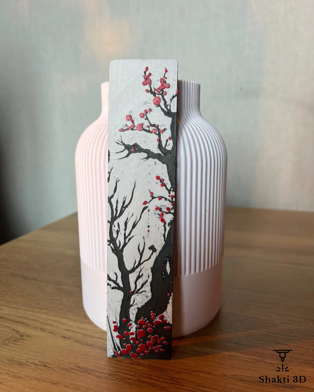 Lot Vase Linéa + marque-pages Red Blossom SHAKTI 3D