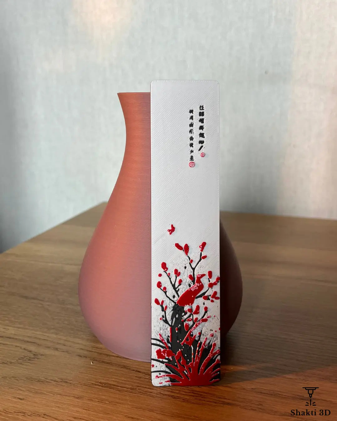 Lot Vase Moderne & Marque-Pages Red Blossom SHAKTI 3D