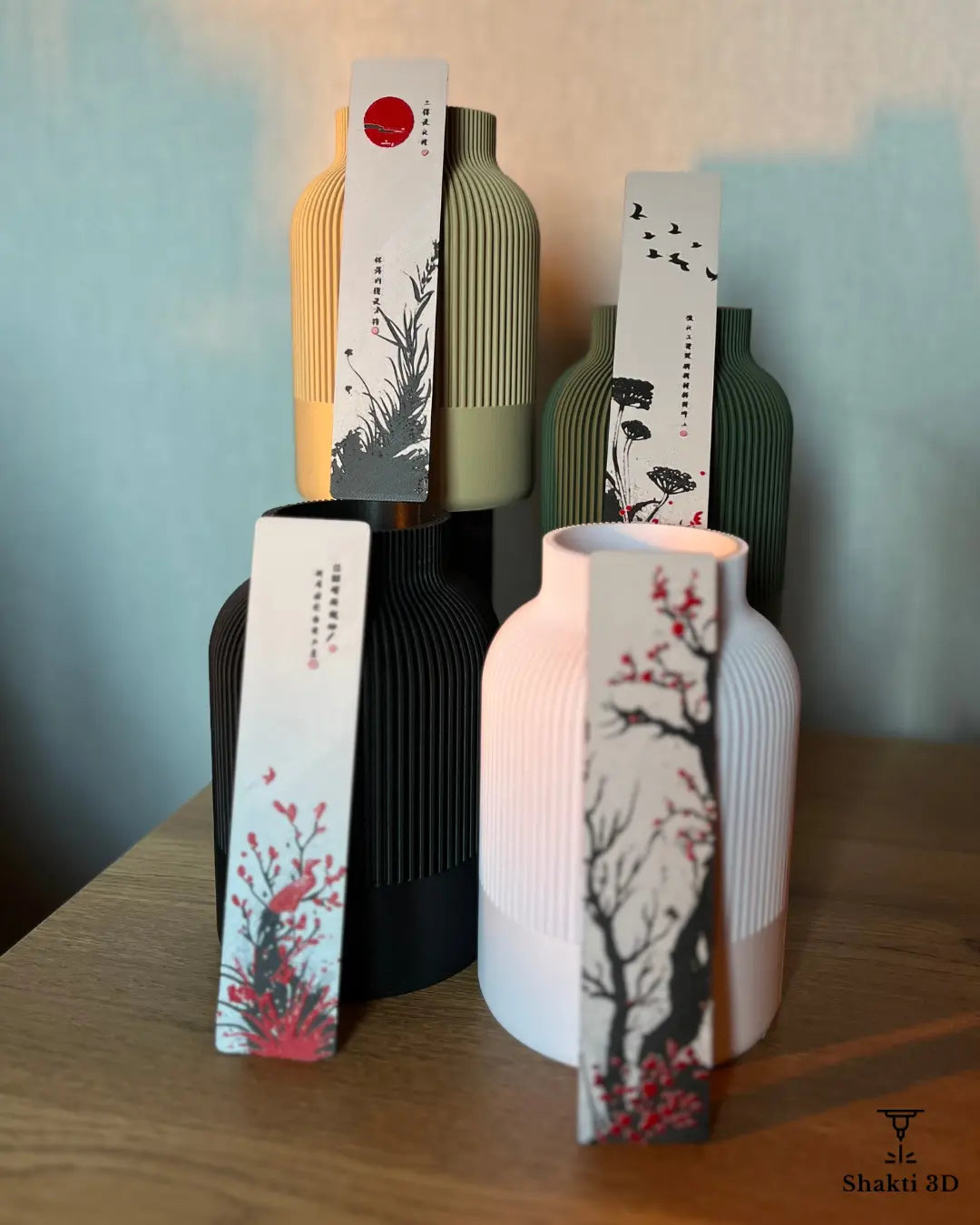 Lot Vase Linéa + marque-pages Red Blossom SHAKTI 3D